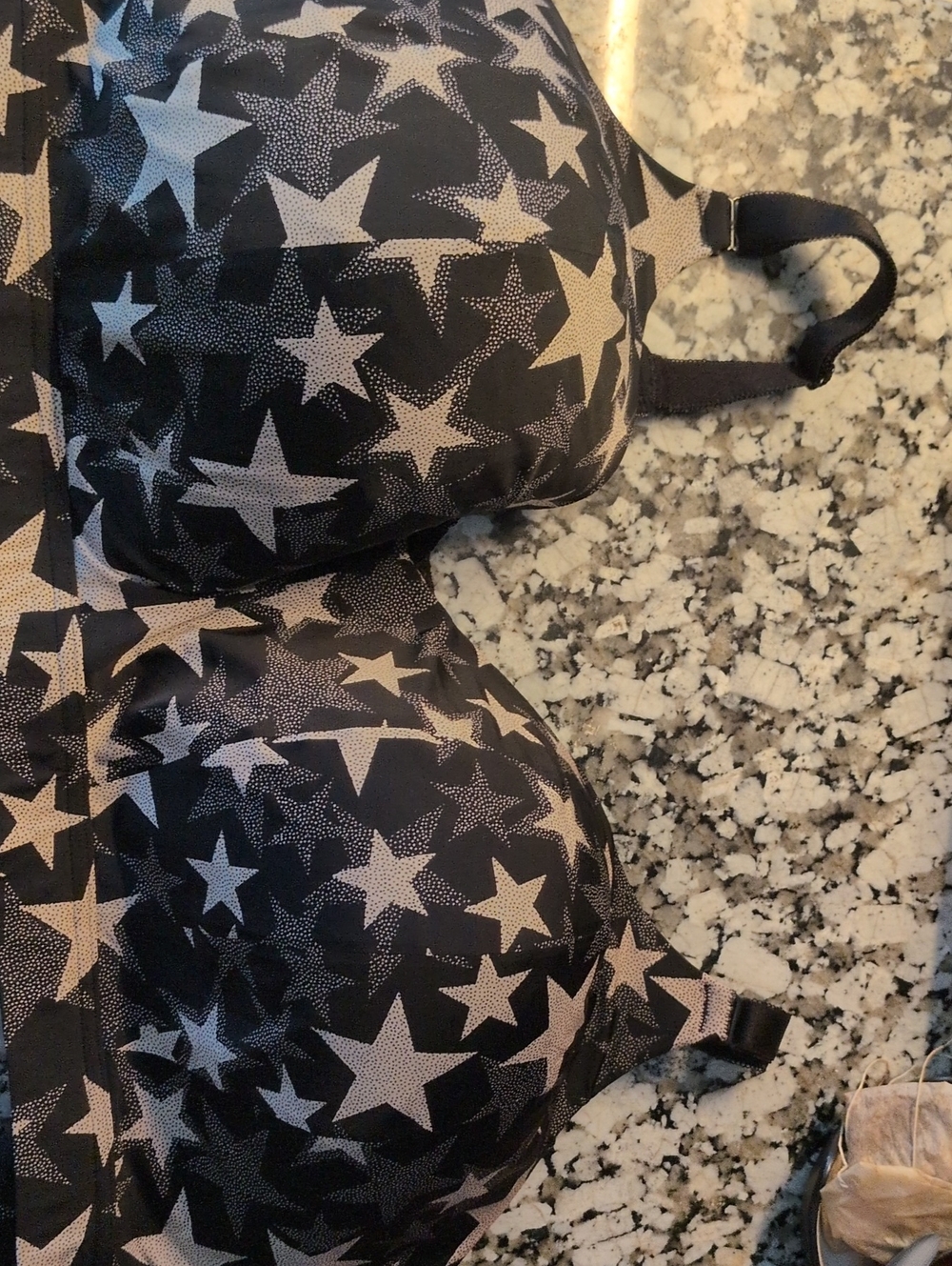 Torrid Smoothing Star Print Bra in Black and Cream 44DD